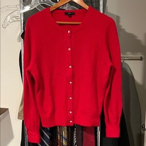 J. Crew Red Women's Cardigan Sweater Holiday Wool/Alpaca Blend M EXCELLENT